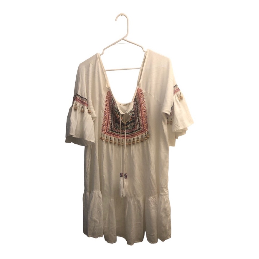 Boston proper Cover up BoHo  off the shoulders tunic dress size Large